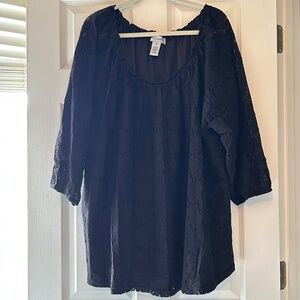 Catherine's 3x Stretch Lace Peasant Blouse